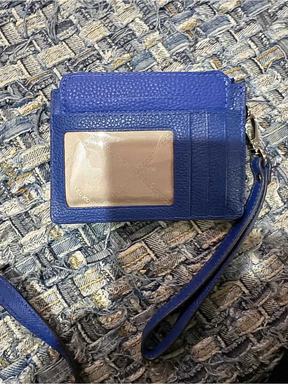 Michael Kors Cobalt Blue Pebbled Leather Wristlet Card Holder